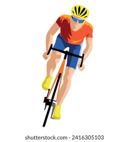 Man cyclist in bicycle uniform and helmet. Vector illustration