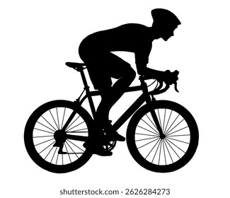 Silhueta do ciclista do homem, ícone isolado no fundo branco