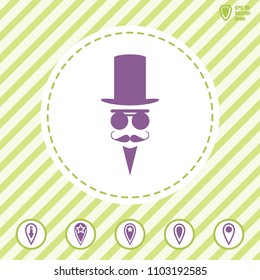Man in a cylinder and glasses vector icon. Illustration on a  Flat design style. EPS 10