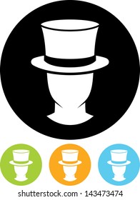 Man in cylinder hat vector icon 