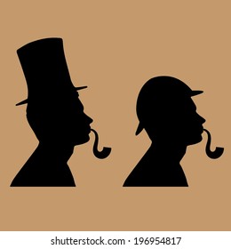 Man in cylinder hat vector icon