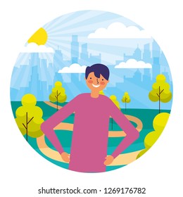 man daily routine activity park