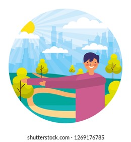 man daily routine activity park