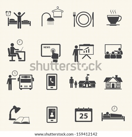 Man Daily Routine Icons