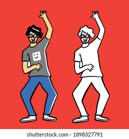 man dance cartoon illustration doodle drawing 2