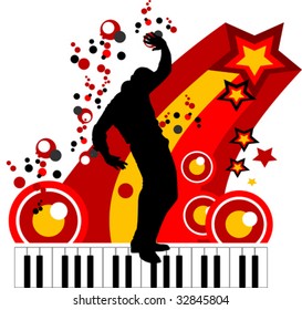man dance to music in style of a disco;