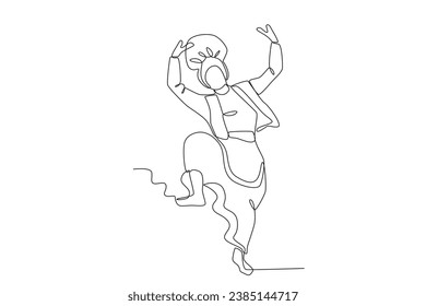 A man danced beautifully. Lohri one-line drawing