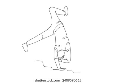 A man danced excitedly. Dancing one-line drawing