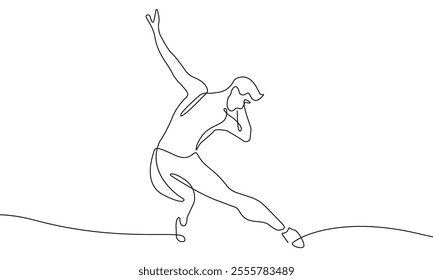 Man Dancer Continuous One Line Drawing. Male Dancing Ballet One Line Continuous Art. Linear Vector Illustration. Male Silhouette Outline Drawing. Not AI