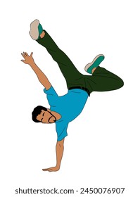 Hombre bailarín hip hop breakdance Vector aislado.