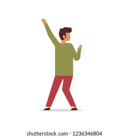 man dancer male cartoon character full length guy dancing pose flat isolated