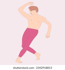 Man dancer pose ballet long hair pink