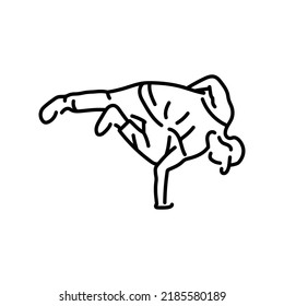 Man dancing break dance color line icon. Pictogram for web page, mobile app, promo.