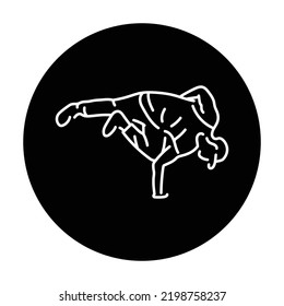 Man dancing break dance color line icon. Pictogram for web page, mobile app, promo.