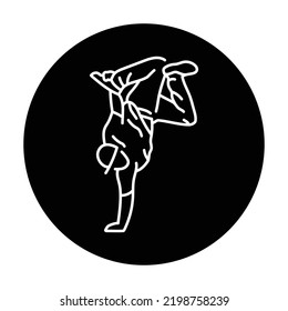 Man dancing break dance color line icon. Pictogram for web page, mobile app, promo.