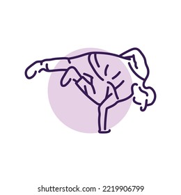 Man dancing break dance color line icon. Pictogram for web page, mobile app, promo.