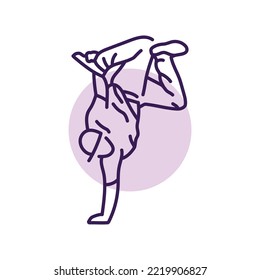 Man dancing break dance color line icon. Pictogram for web page, mobile app, promo.