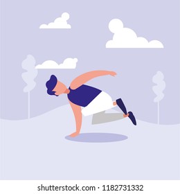 man dancing break dance in landscape avatar character