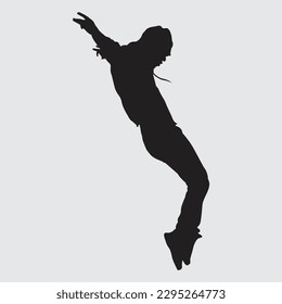 Man dancing break dance or street dance vector silhouette