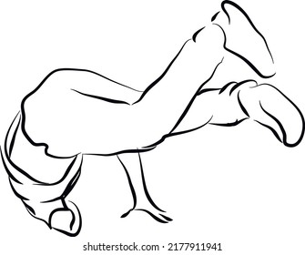 Man dancing breakdance or street dance silhouette. Fictional character and plot