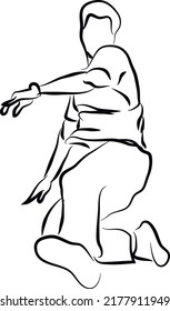 Man dancing breakdance or street dance silhouette. Fictional character and plot
