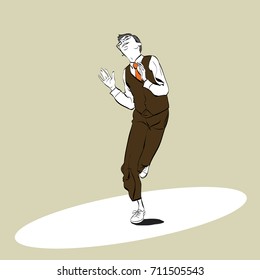 A man dancing Charleston. Pop art retro style illustration.