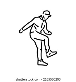 Icono de la línea de color de baile del dnb del hombre. Pictograma para página web, aplicación móvil, promoción.