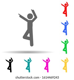 Man dancing, finger multi color style icon. Simple glyph, flat vector of man pointing finger icons for ui and ux, website or mobile application