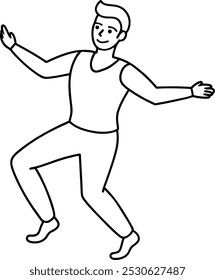 A man dancing hip hop continuous line drawing vector art. Energetic hip-hop dance practicing line art illustration. Dancing outline design.