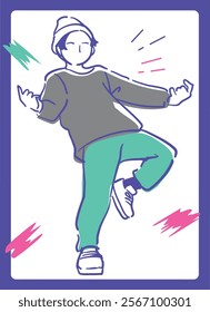 Man dancing hiphop. Vector illustration.