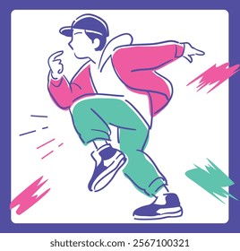 Man dancing hiphop. Vector illustration.