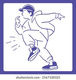 Man dancing hiphop. Vector illustration.