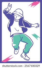 Man dancing hiphop. Vector illustration.