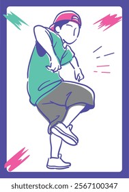 Man dancing hiphop. Vector illustration.