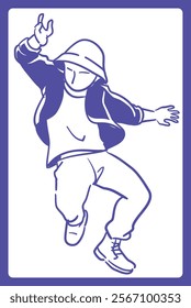 Man dancing hiphop. Vector illustration.