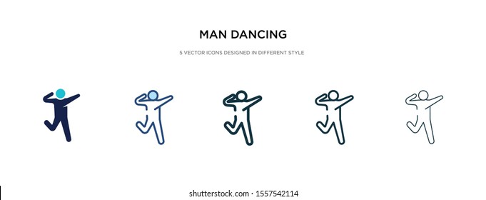 man dancing icon in different style vector illustration. two colored and black man dancing vector icons designed in filled, outline, line and stroke style can be used for web, mobile, ui