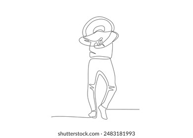 Man dancing mexican dance. Mexican culture concept one-line drawing