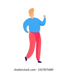 Man dancing and moving. Workout, fitness, wellness flat vector illustration. Sport concept for banner, website design, landing web page