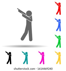 Man dancing multi color style icon. Simple glyph, flat vector of man pointing finger icons for ui and ux, website or mobile application