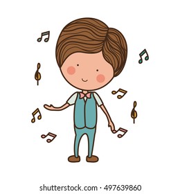 man dancing with musical notes