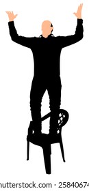 Man dancing on chair, silhouette