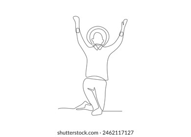 A man dancing at a Sao Joao event. Sao joao concept one-line drawing