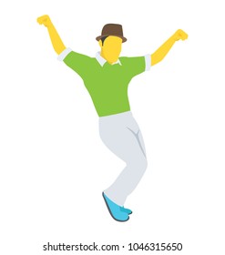 man dancing shows excitement, celebration, andr party concept