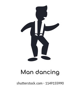Man dancing silhouette icon vector isolated on white background for your web and mobile app design, Man dancing silhouette logo concept