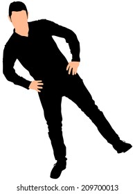 Man dancing standing on one leg, vector 
