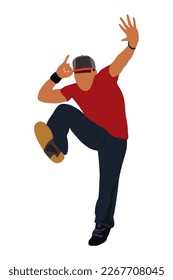 Man dancing street dance in urban hip hop style.