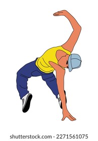 Man dancing street dance in urban hip hop style.
