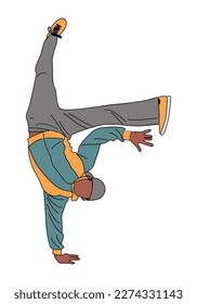 Man dancing street dance in urban hip hop style.