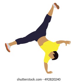 Man dancing street dance in urban hip hop style. 