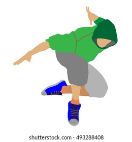 Man dancing street dance in urban hip hop style.